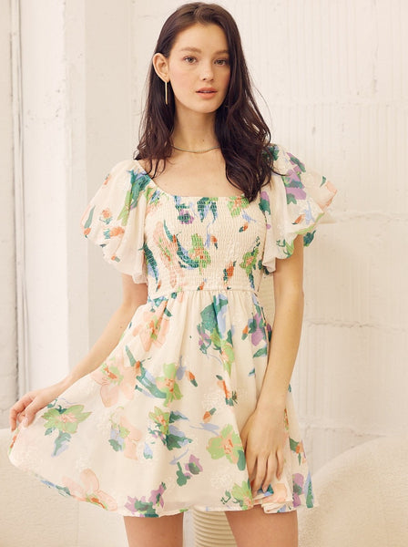 All Over Floral Ruffled Mini Dress