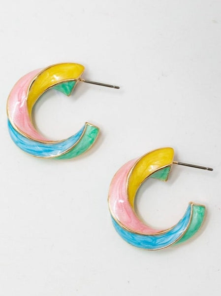 Colorful Twisted Round Bar Hoops