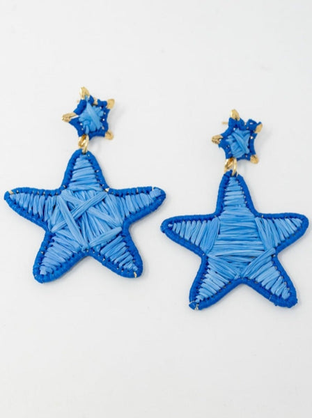 Raffia Wrapped Star Earrings