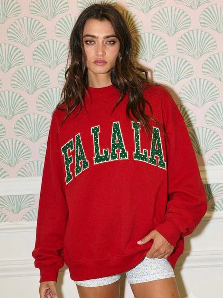 FALALA Polka Dot Applique Mock Neck Sweatshirt