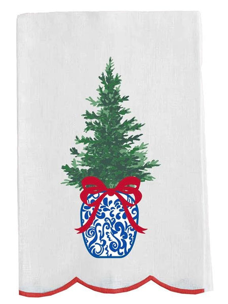 Embroidered Chinoiserie Tree Towel