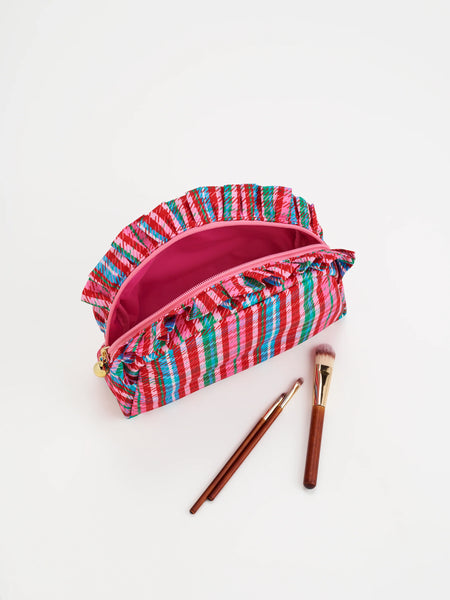 Plaid Large Ruffle Pouch