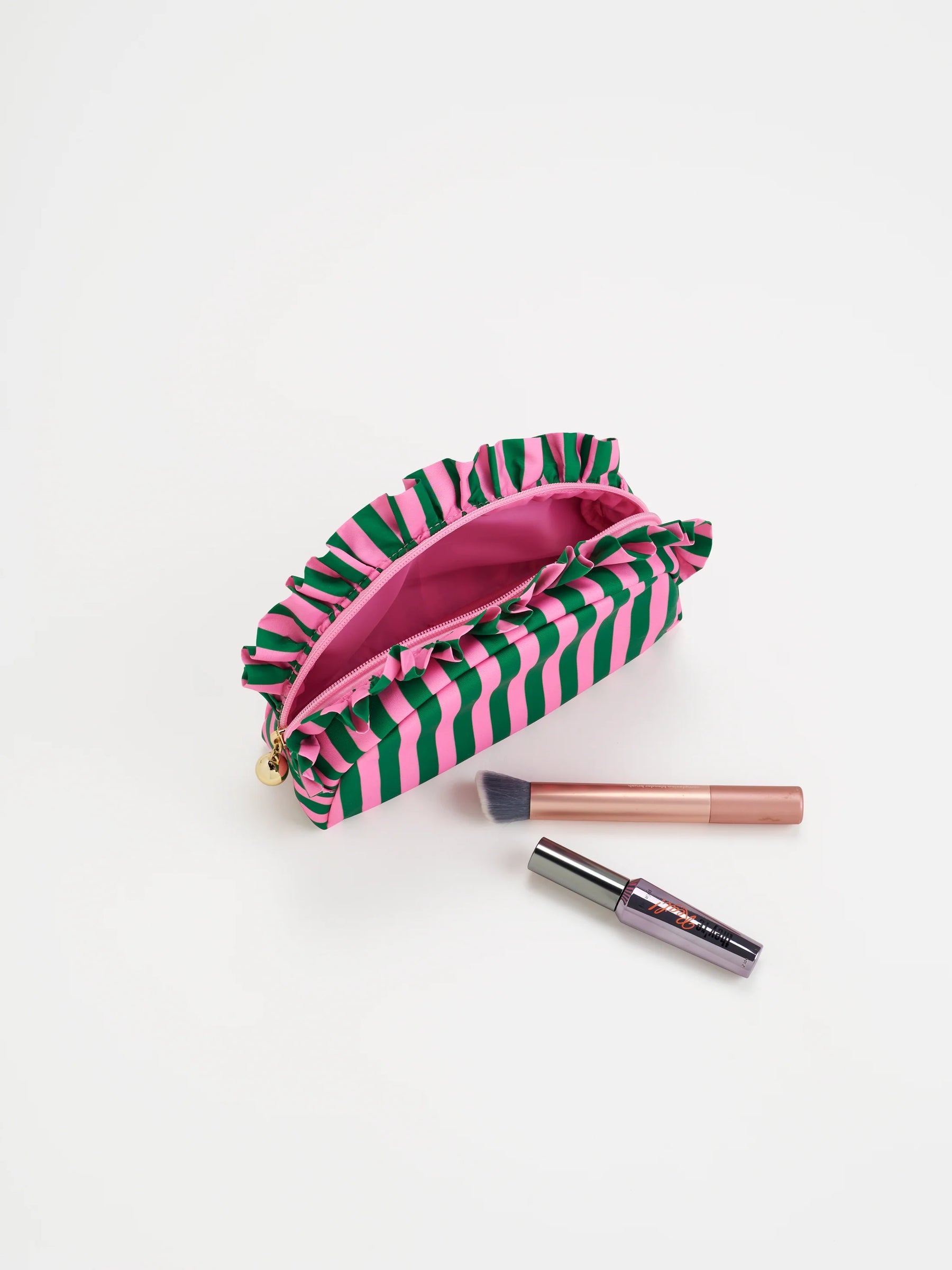 Stripe Ruffle Small Zip Pouch
