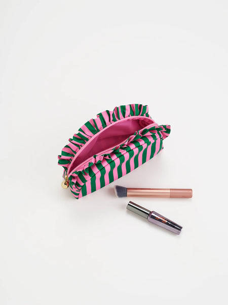 Stripe Ruffle Small Zip Pouch