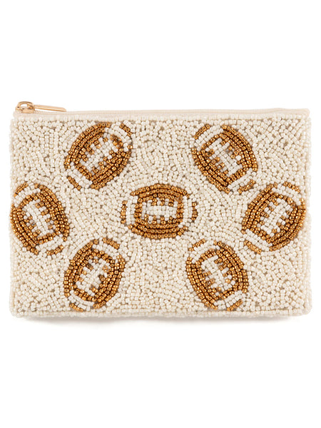 Footballs Beaded Zip Pouch