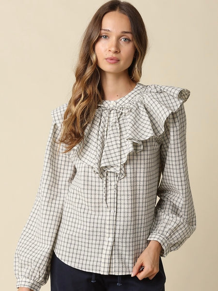 Harriet Gingham Ruffle Blouse