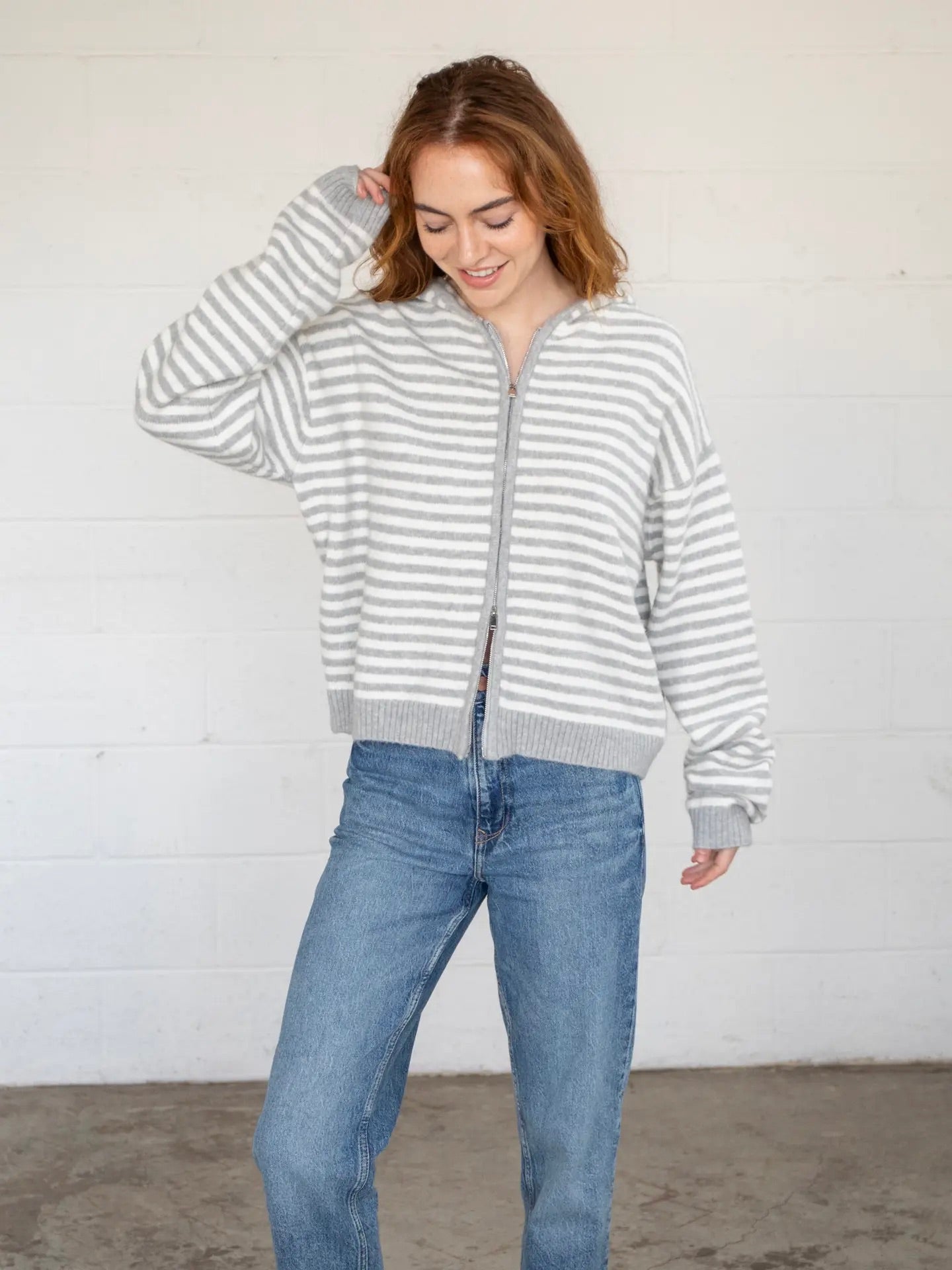 Sid Striped Zipper Hoodie Cardigan