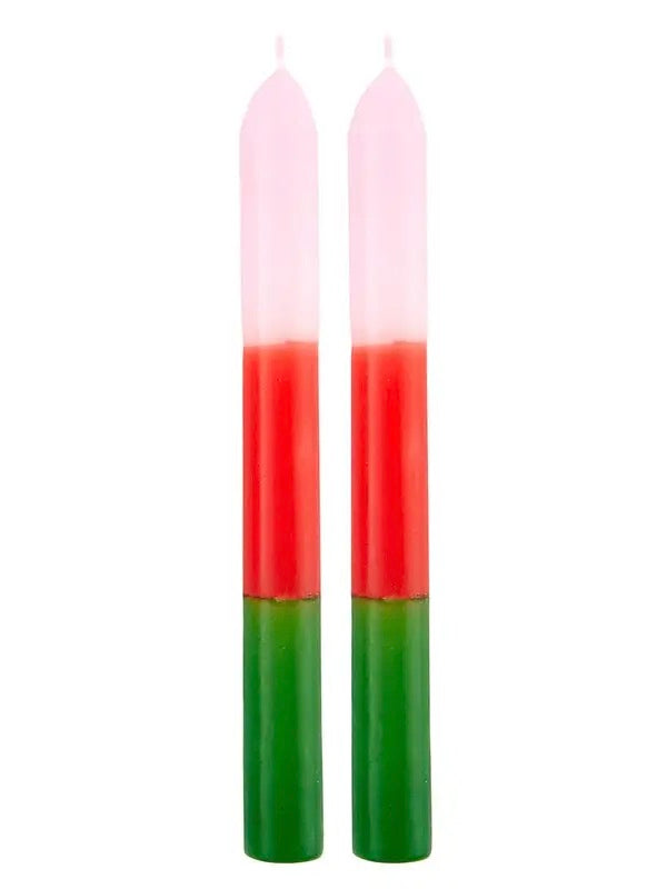 Tapered Pink/Red/Green Candles