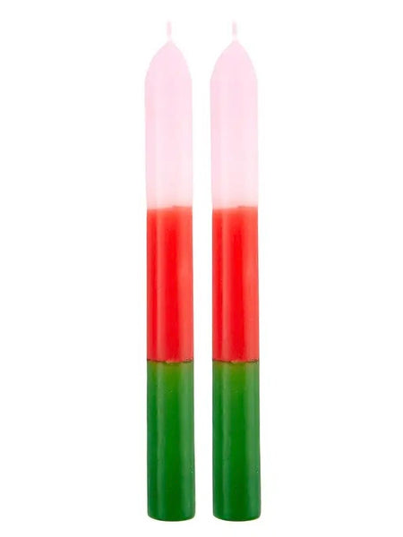 Tapered Pink/Red/Green Candles