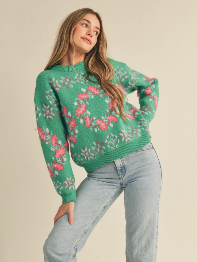 Mixed Knit Fair Isle Sweater