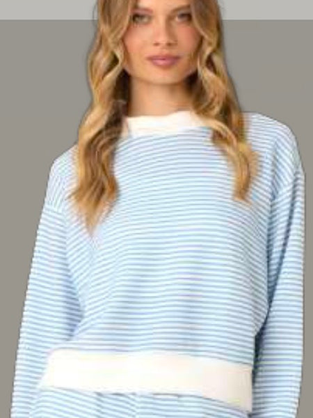 Striped Cloud Fleece Mockneck
