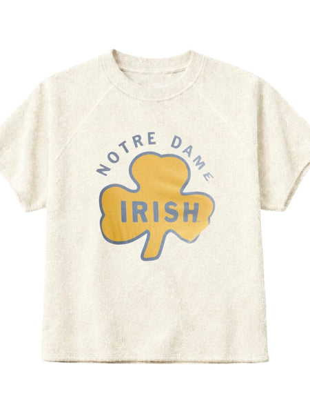 Custom Notre Dame Irish Shamrock Reverse Terry Slub Short Sleeve Crew