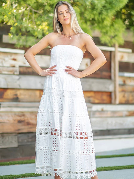 Eyelet Lace Tube Dress