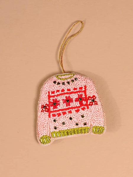 Christmas Sweater Hand Beaded Ornament