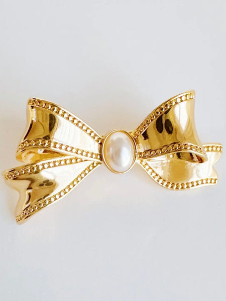 Vintage Pearl Bow Brooch Pin