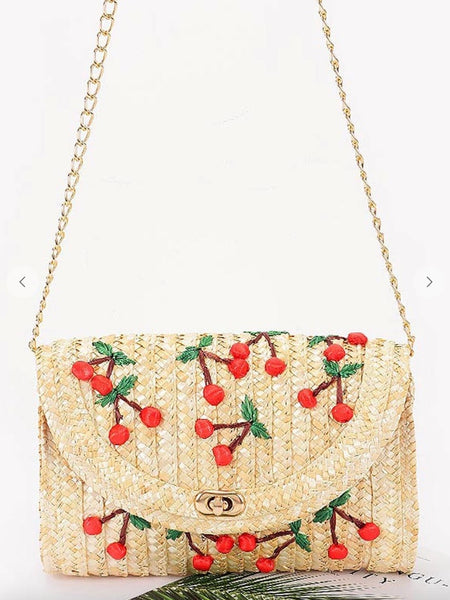 Cherry Straw Clutch