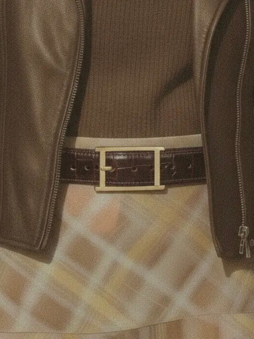 Stitched Croco Belt