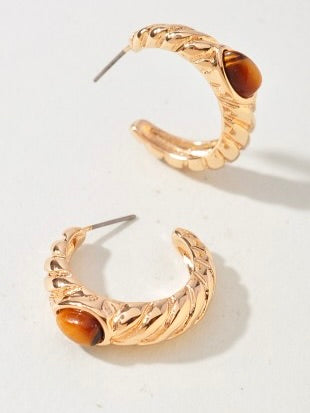 Tiger Eye Twisted Hoops