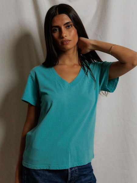 perfectwhitetee Hendrix Cotton Short Sleeve Boxy V-Neck Tee