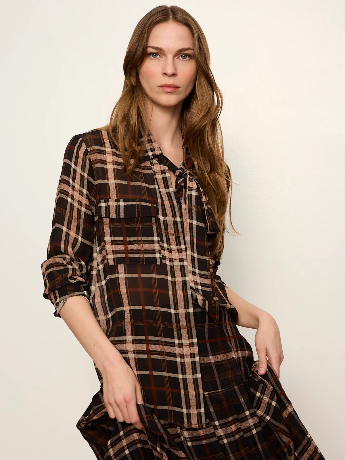Sanctuary Meet Me In Paris Tie Neck Blouse