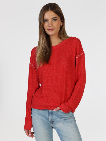 Brushed Waffle Blanket Stitch Sweatshirt