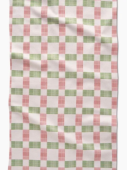 Geometry : Be Merry Plaid Tea Towel