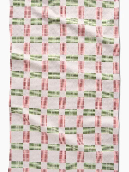Geometry : Be Merry Plaid Tea Towel