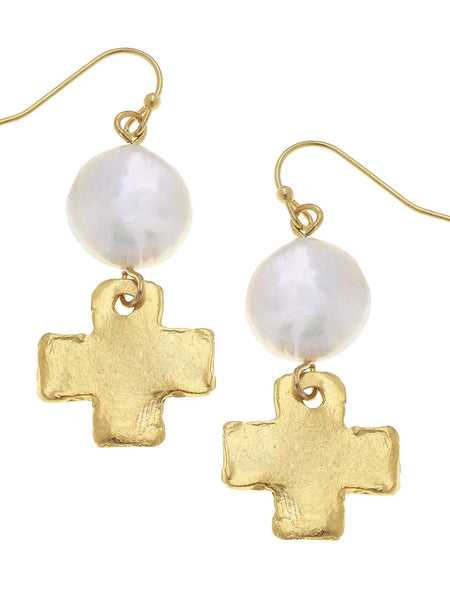 {Susan Shaw} Gold with Freshwater Pearl Earrings