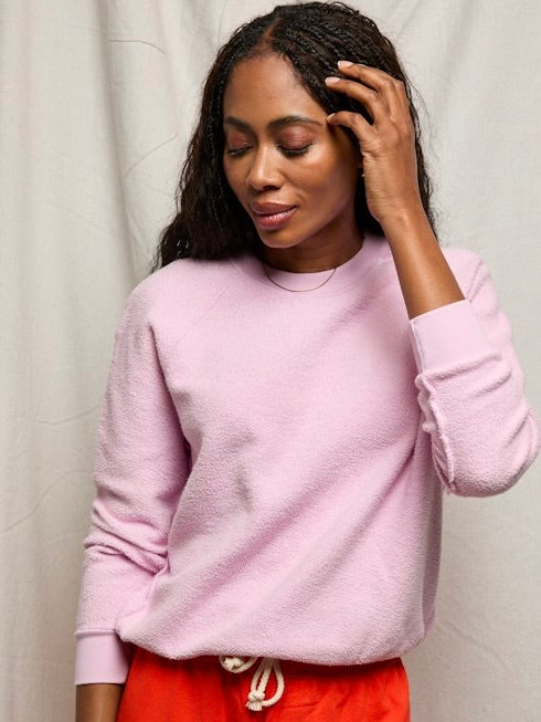 {perfectwhitetee} Ziggy Inside Out Fleece Long Sleeve Shrunken Crewneck Sweatshirt