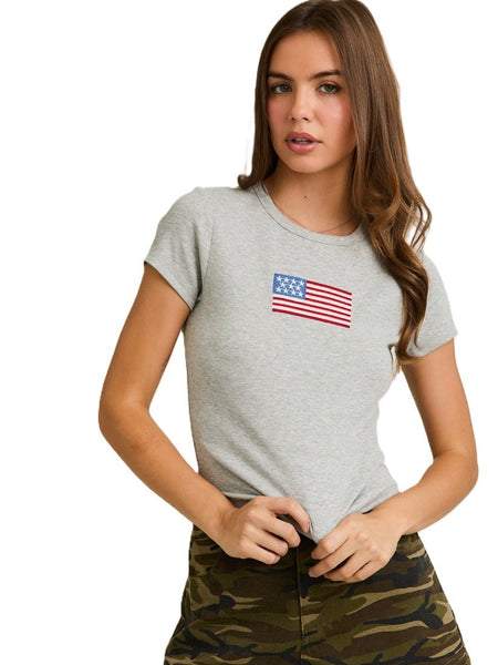 American Flag Cropped Tee