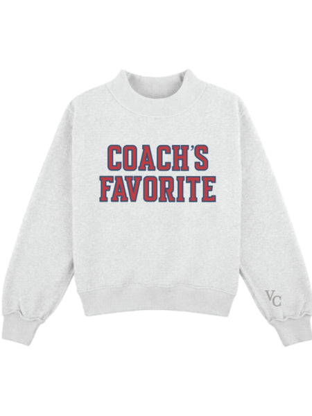 Custom Coach's Favorite Mockneck Sweatshirt - Red/Navy