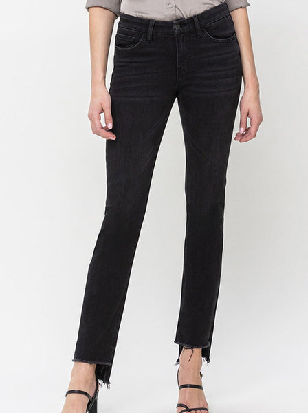 Flying Monkey: Mid Rise Split Hem Straight Jean