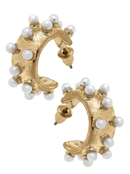 Persephone Pearl Studded Hoop Earrings