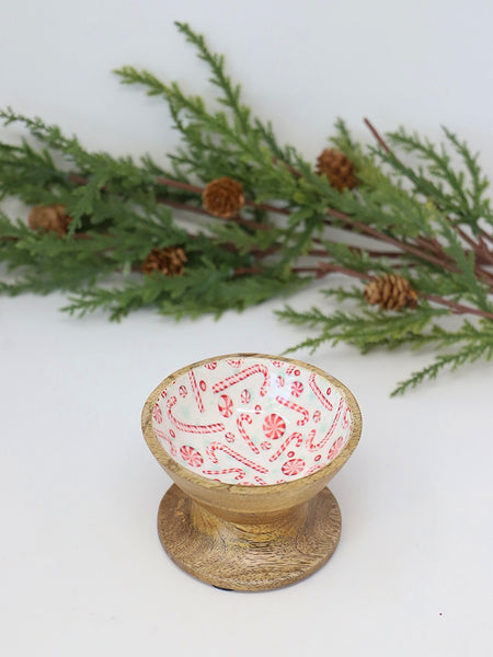 Candy Cane  Footed Bowl