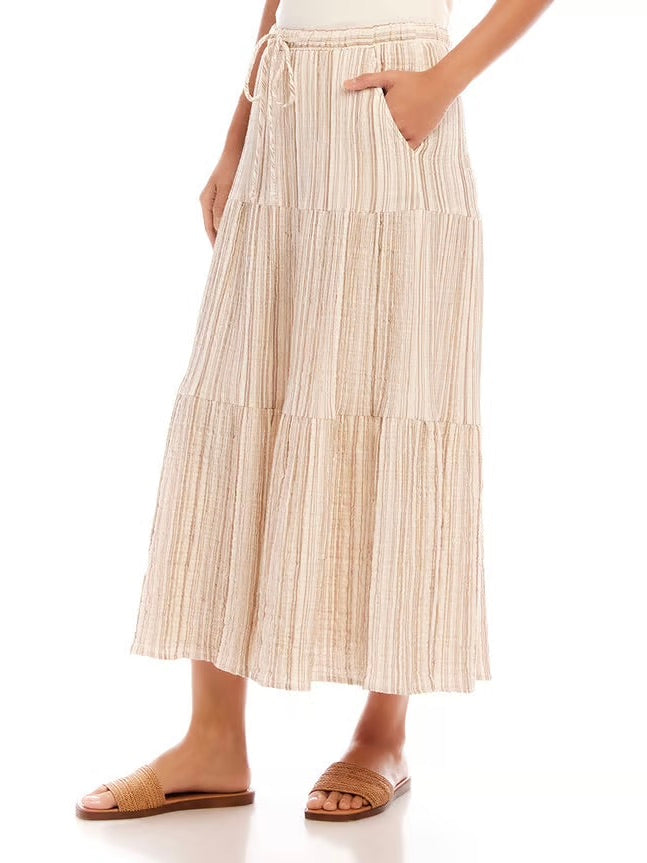 {Karen Kane} Stripe Tiered Midi Skirt