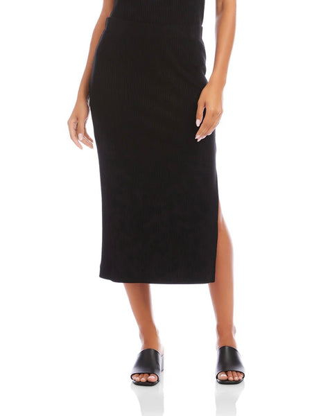 {Karen Kane} Ribbed Side Slit Midi Skirt