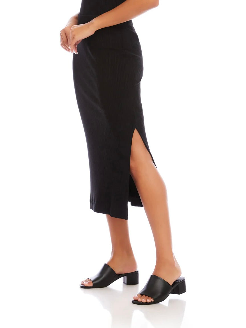 {Karen Kane} Ribbed Side Slit Midi Skirt