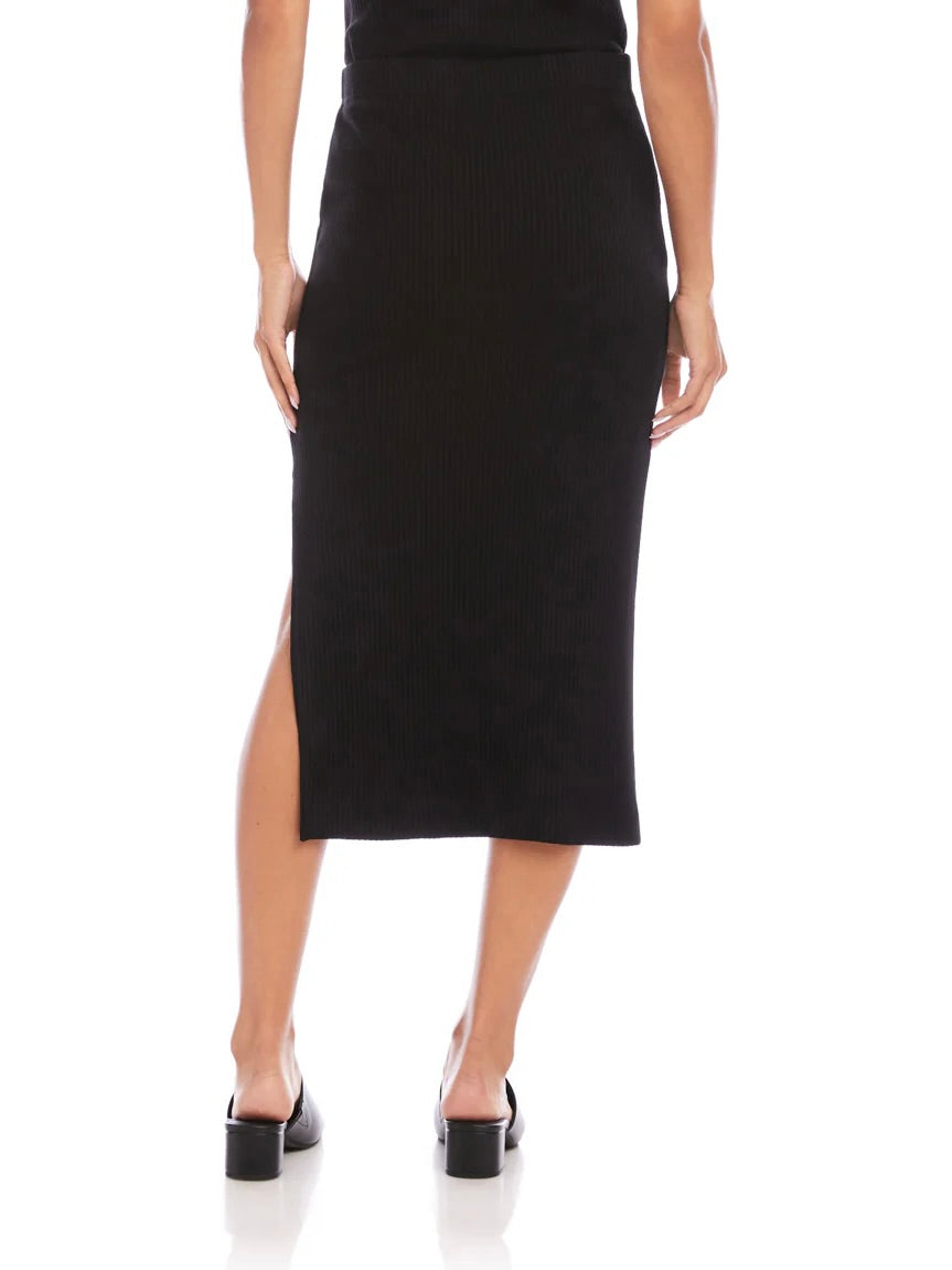 {Karen Kane} Ribbed Side Slit Midi Skirt