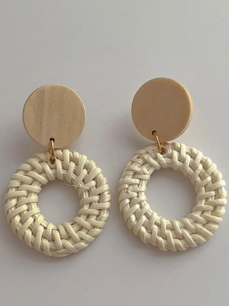 Wooden Vintage Rattan Earrings