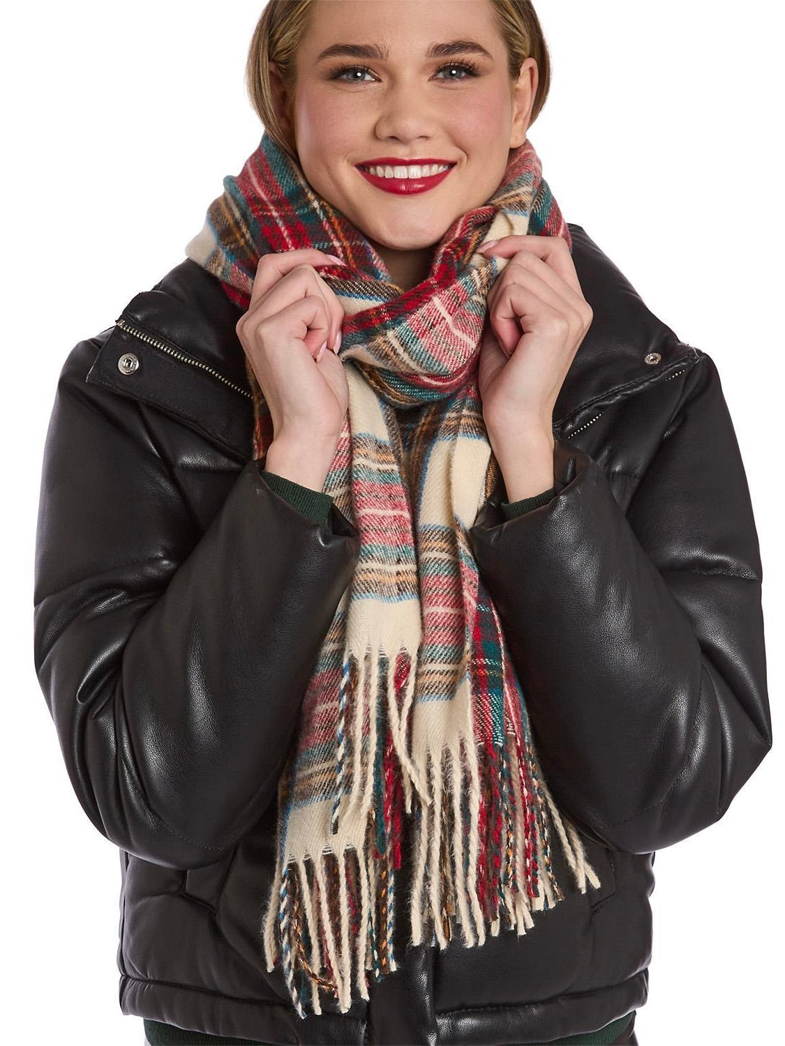 Winter White Tartan Scarf