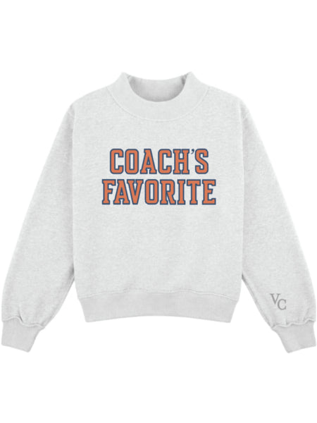 Custom Coach's Favorite Mockneck Sweatshirt - Orange/Navy
