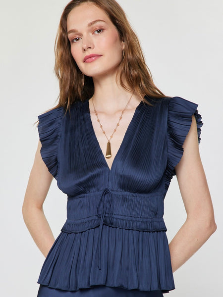 Pleated Peplum Blouse