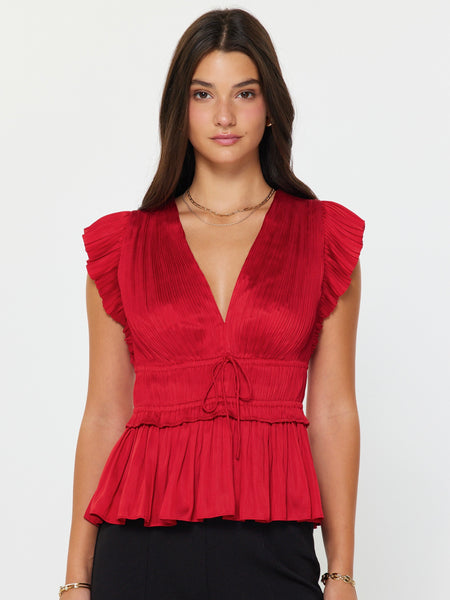 Pleated Peplum Blouse