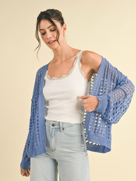 Yoli Open Knit Netting Cardigan