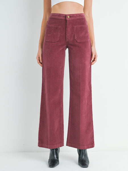 Just Black Denim : Corduroy Mini Patch Pocket Wide Leg