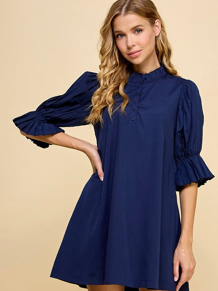 Petra Pleated Shift Dress