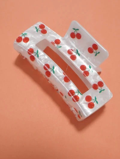 Cherry Rectangle Claw Clip