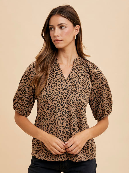 Animal Print Knit Blouse