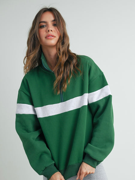 Quarter Zip Middle Stripe Pullover