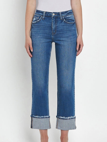 Vervet : High Rise Cuffed Stretch Straight Leg